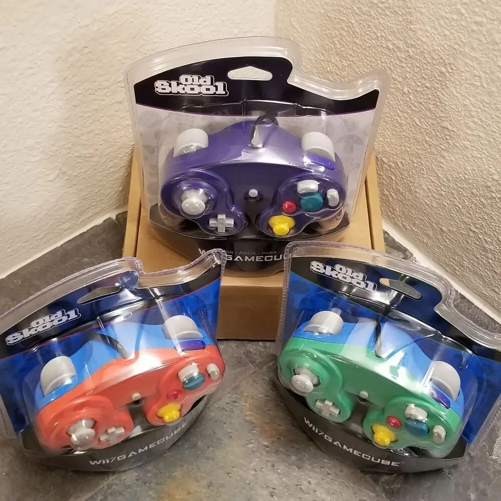 3 Gamecube Controllers - 3 Colors Bundle (NEW) - Red Green Purple - Nintendo
